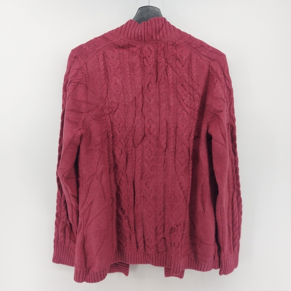 L.L. Bean Cardigan Sweater Double L Cableknit Open - Picture 6 of 8